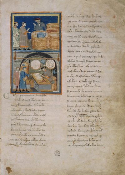 Ein Olivenhändler auf dem Markt und in seinem Laden von Master of the Biadaiolo Codex Master of the Biadaiolo Codex